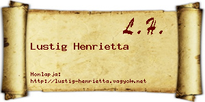 Lustig Henrietta névjegykártya